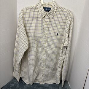 Ralph Lauren Casual Check Button Down Custom Fit Shirt Size Large Preppy Classic